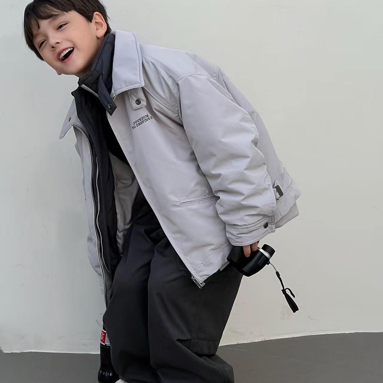 JZ。7028潮童假两件棉外套