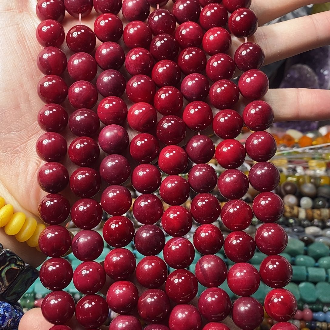 石英质玉未镶嵌，车厘子红玛瑙14mm，