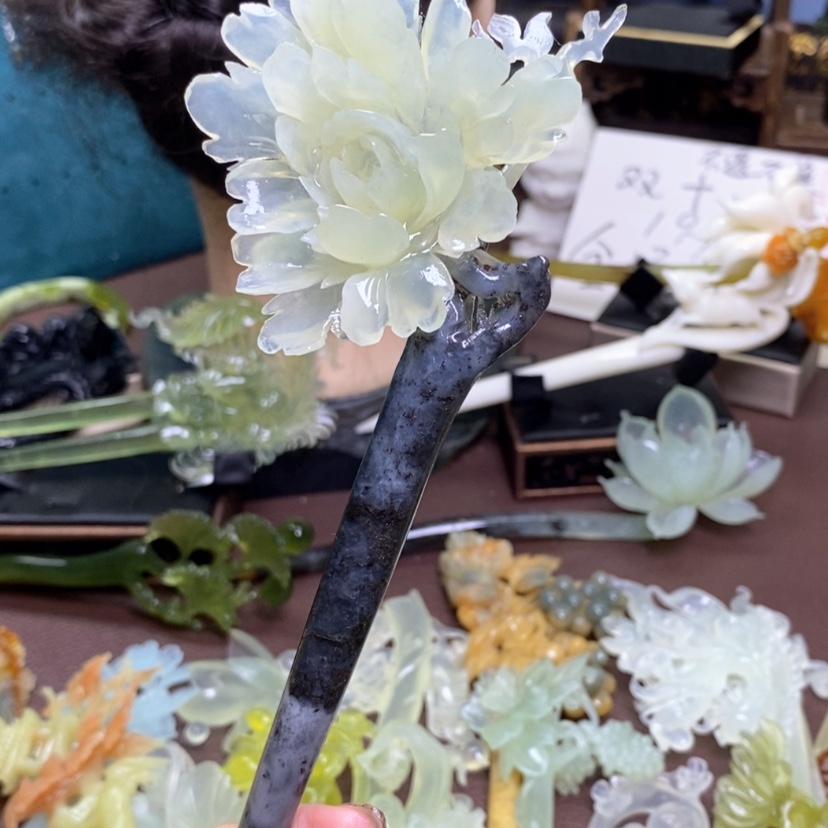 【闪购商品】未镶嵌蛇纹石玉发饰婉*