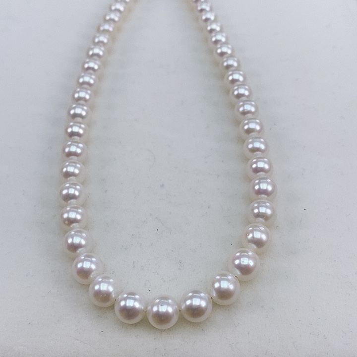 淡水珍珠颈饰银S925镶嵌7-8正圆炫彩极强光