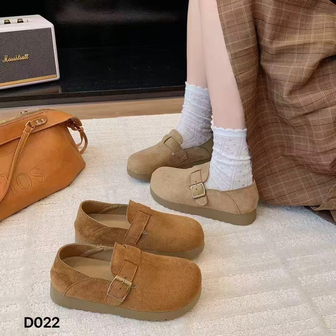 复古软底全包勃肯鞋女2025秋季新款真皮两穿单鞋厚底一脚蹬豆豆鞋