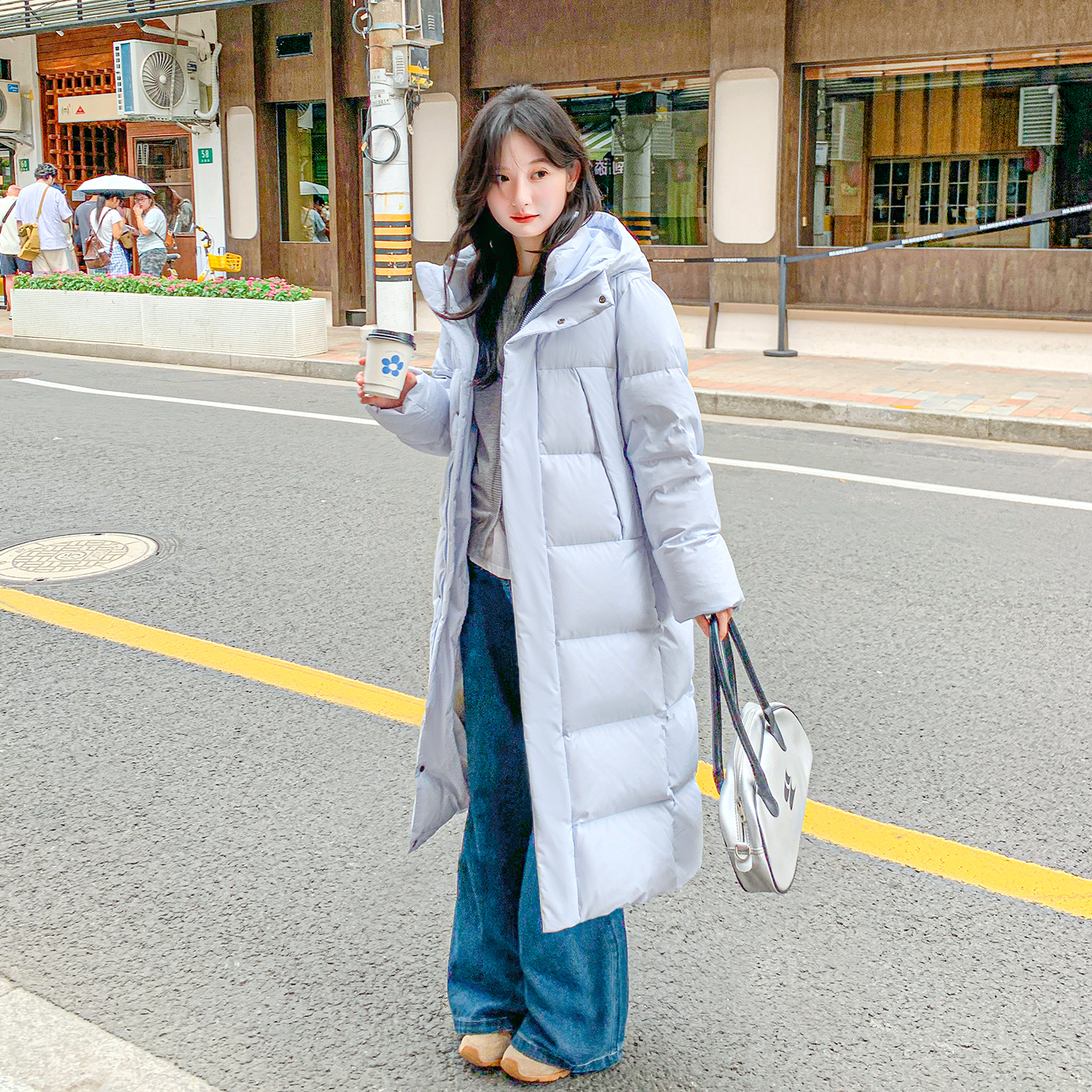 侨格长款羽绒服女冬季2025新款长过膝情侣加厚95白鸭绒外套