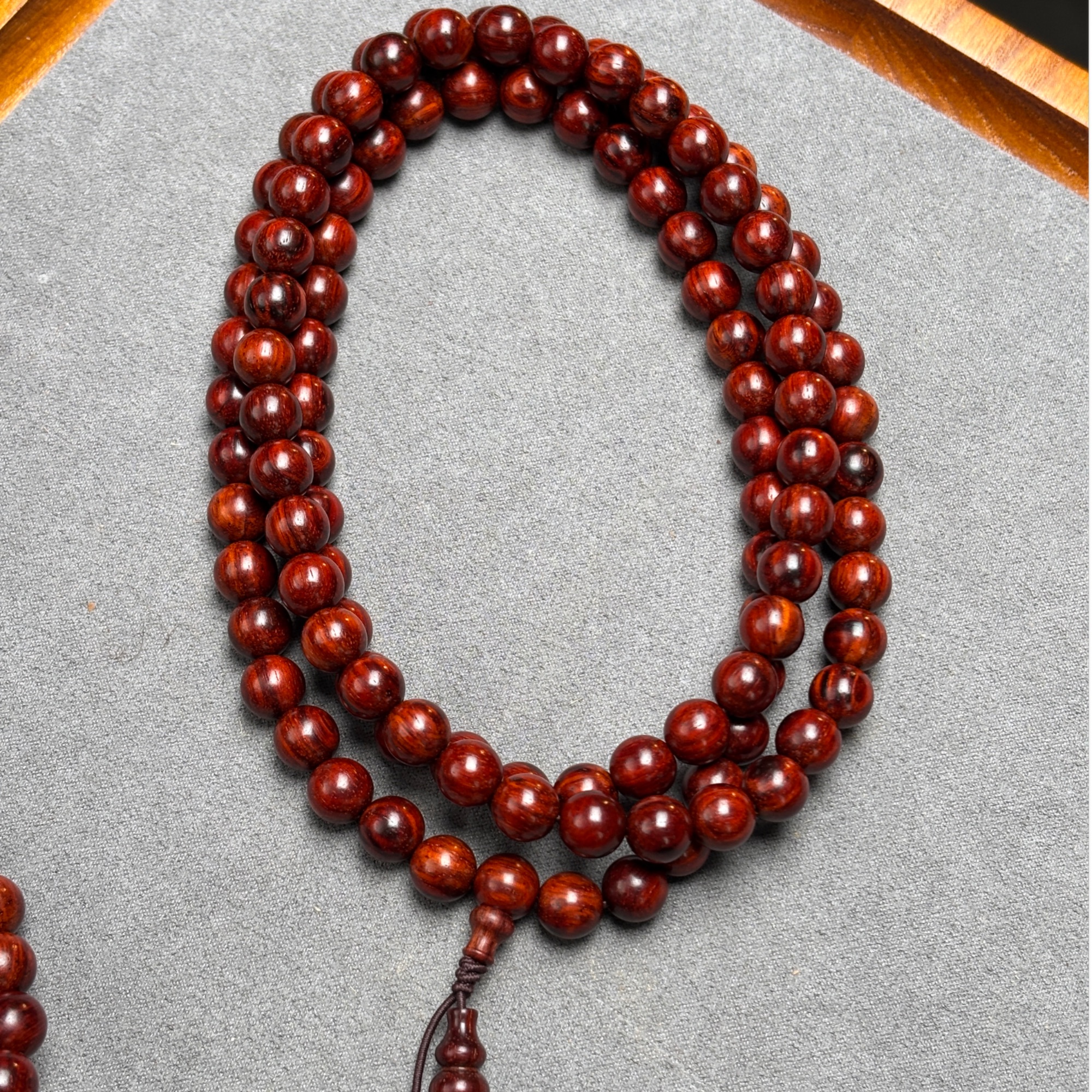 印度小叶紫檀 8mm*108颗泥料火焰纹 干磨原生态原汁原味【X250502】