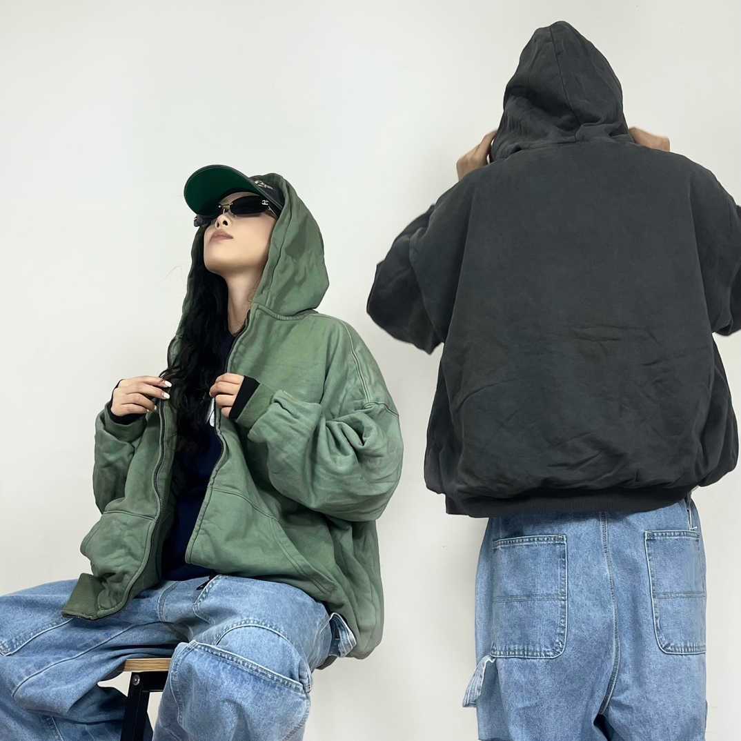 春秋冬卡哈哈WIP重磅宽松复古开衫卫衣 boxy短宽版型 clean fit