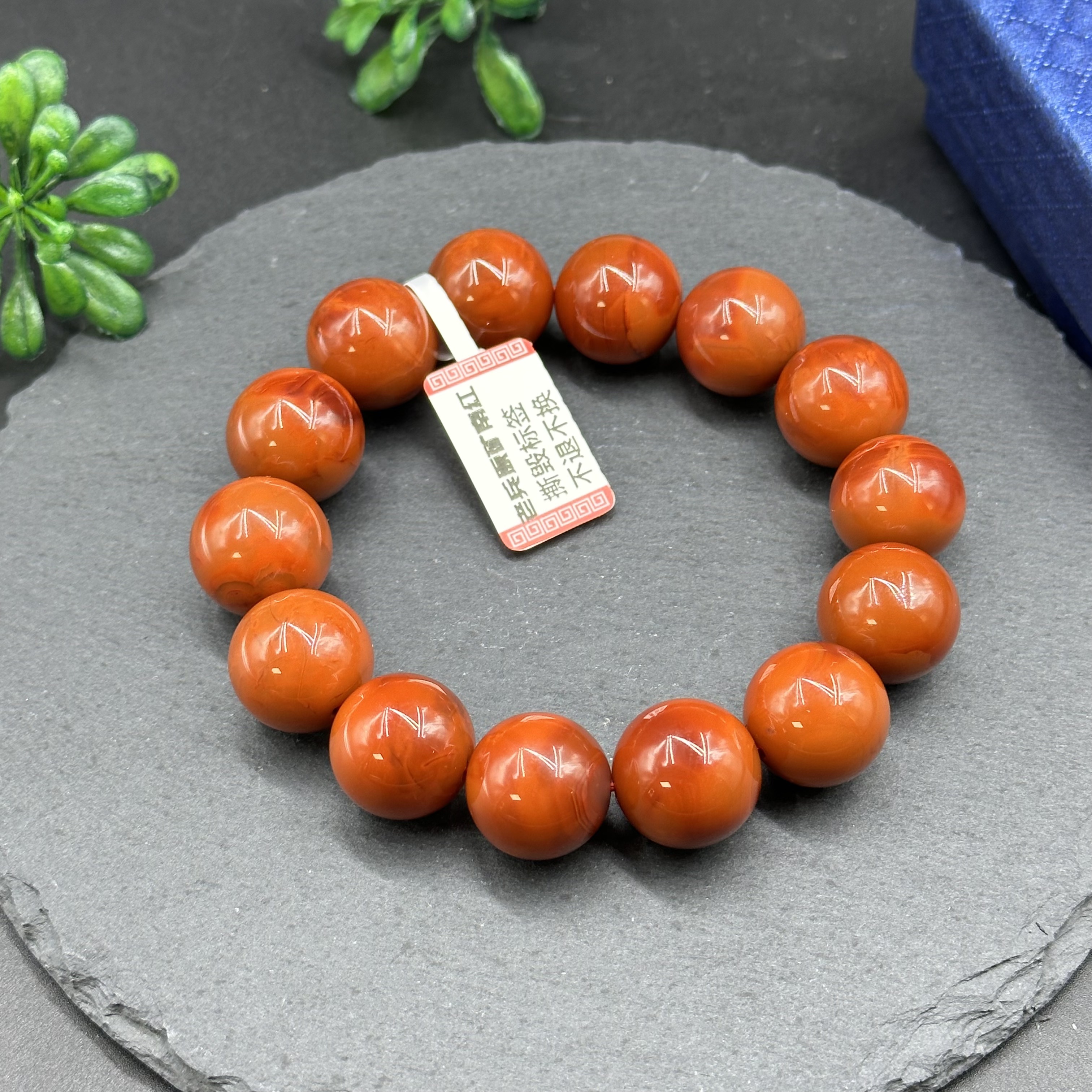 原矿无优化（编26-1）瓦西牛血红南红手串17mm+单圈多样性发1条