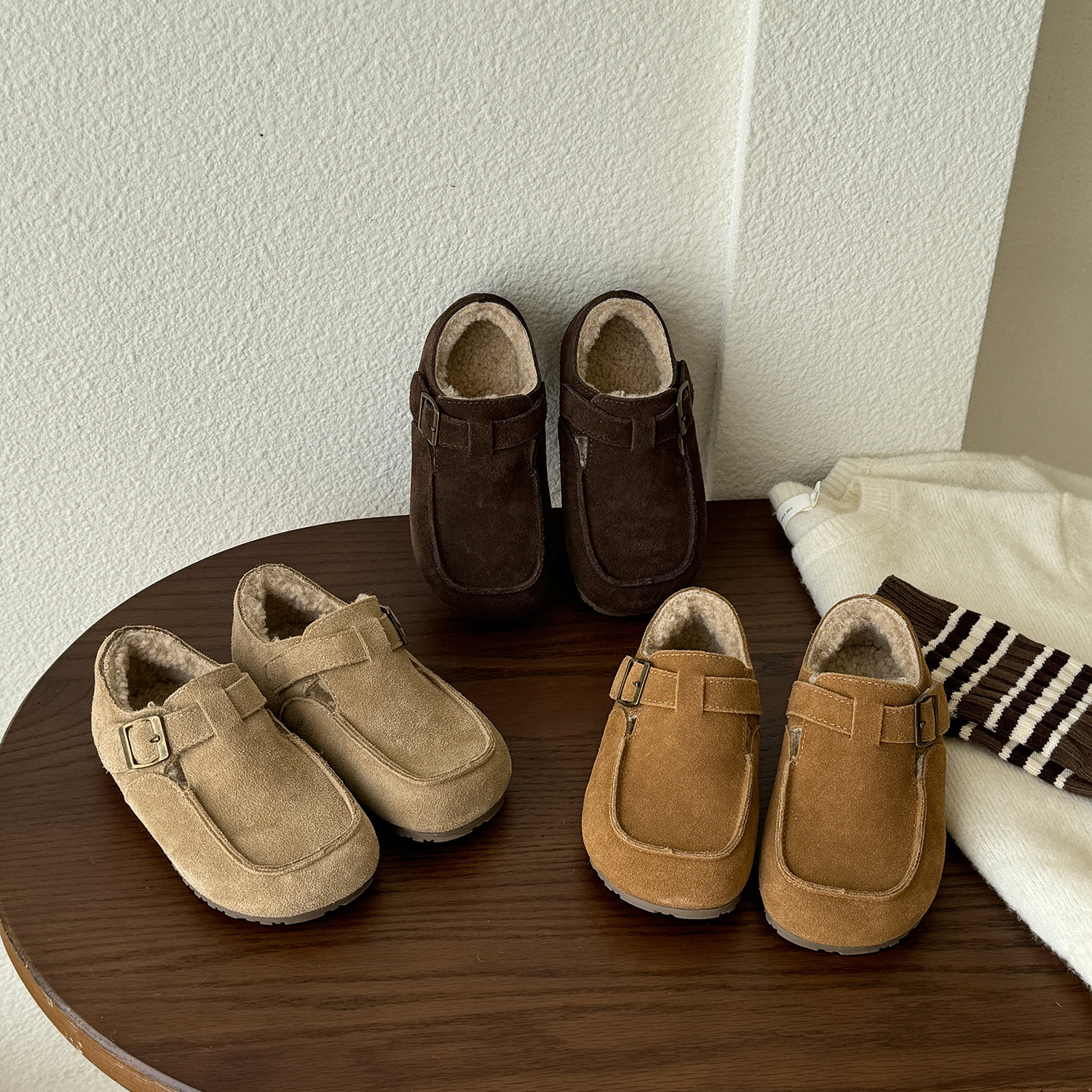 儿童勃肯鞋真皮加绒保暖女童鞋子男童豆豆鞋2025冬季宝宝棉鞋