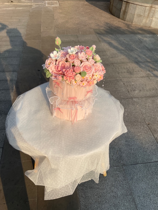 纯手工钩织粉色系泡泡花束生日见面送女友闺蜜爱人的仪式感鲜花