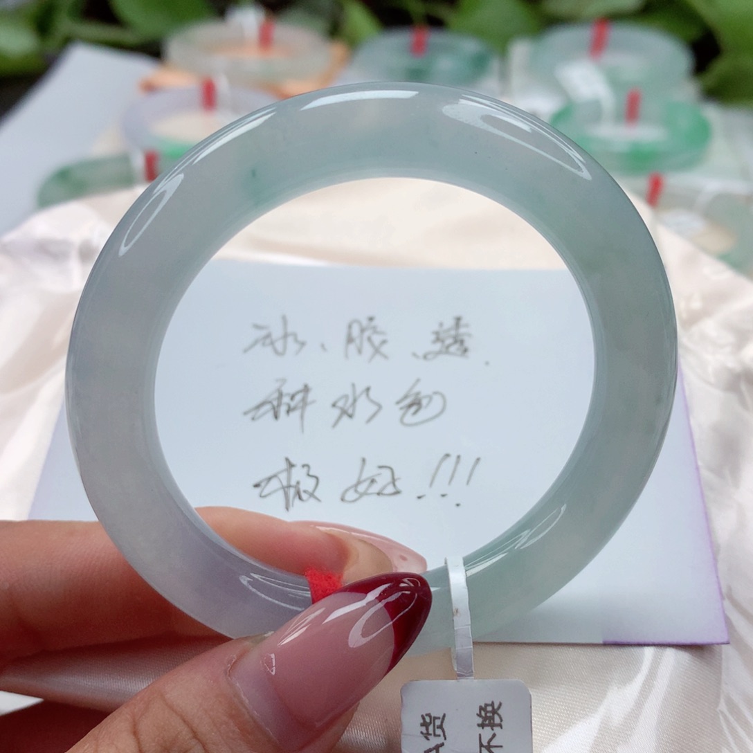 翡翠手镯（圆镯）未镶嵌51.4冰蓝 有种有色 小柒