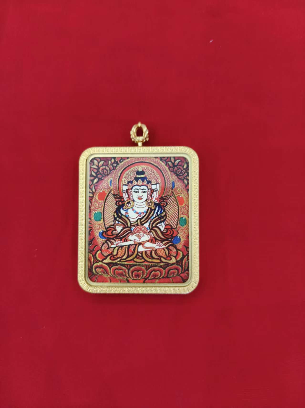 钛钢布艺吊坠 （羊猴）大日如来手绘民族风