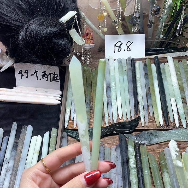 蛇纹石玉发饰合金