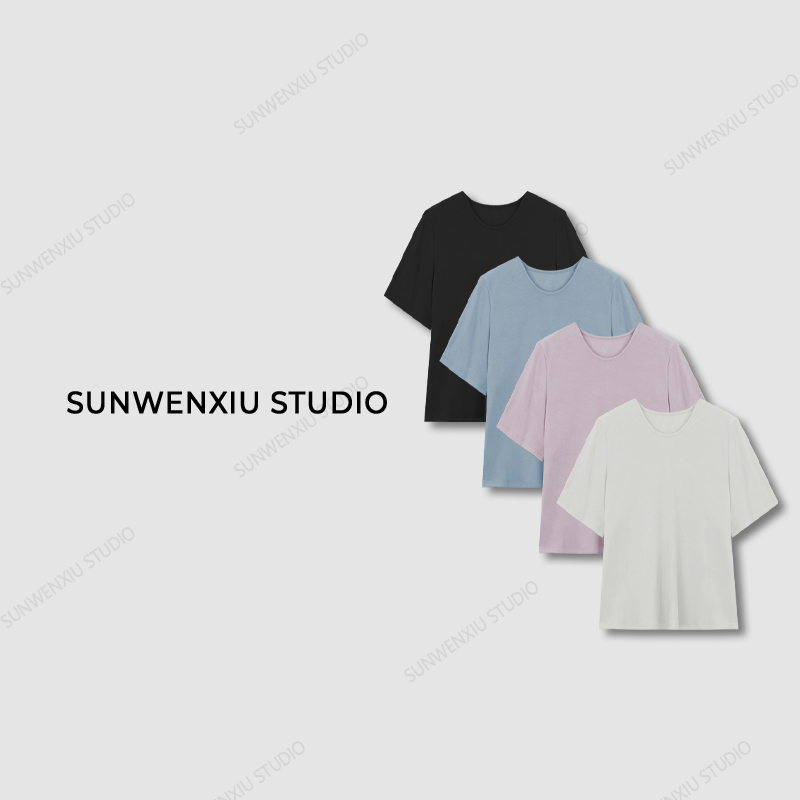 swx studio5店 ‘’老粉必买系列‘’秋冬双面磨毛U领打底纯色T恤