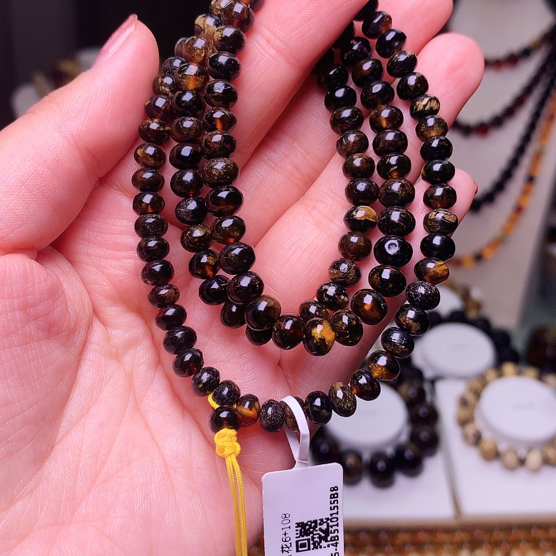 琥珀手链未镶嵌6黑花