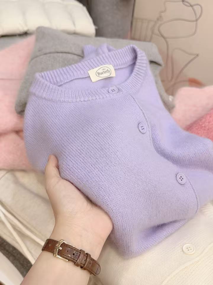 七言家巨好看   #韩系雾紫绒感软糯毛衣开衫109