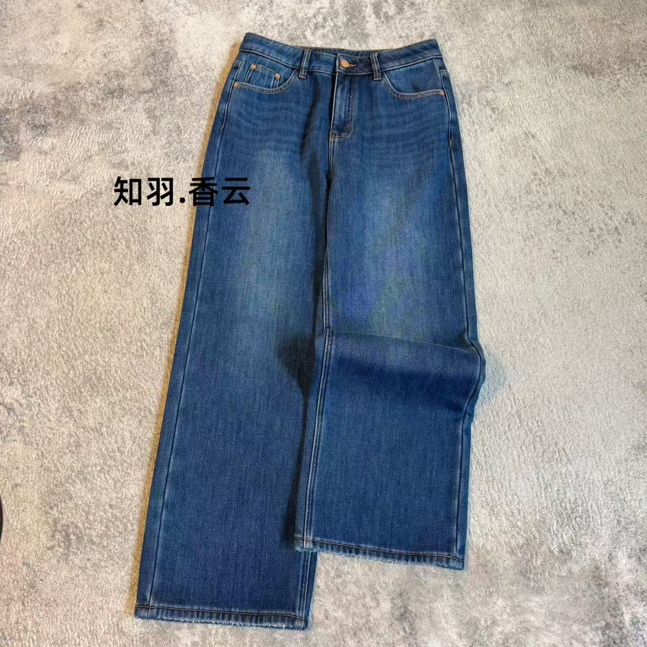 知羽.香云 【牛奶绒】云柔氧感秋冬加绒亲肤棉时尚直筒牛仔裤ZYB728
