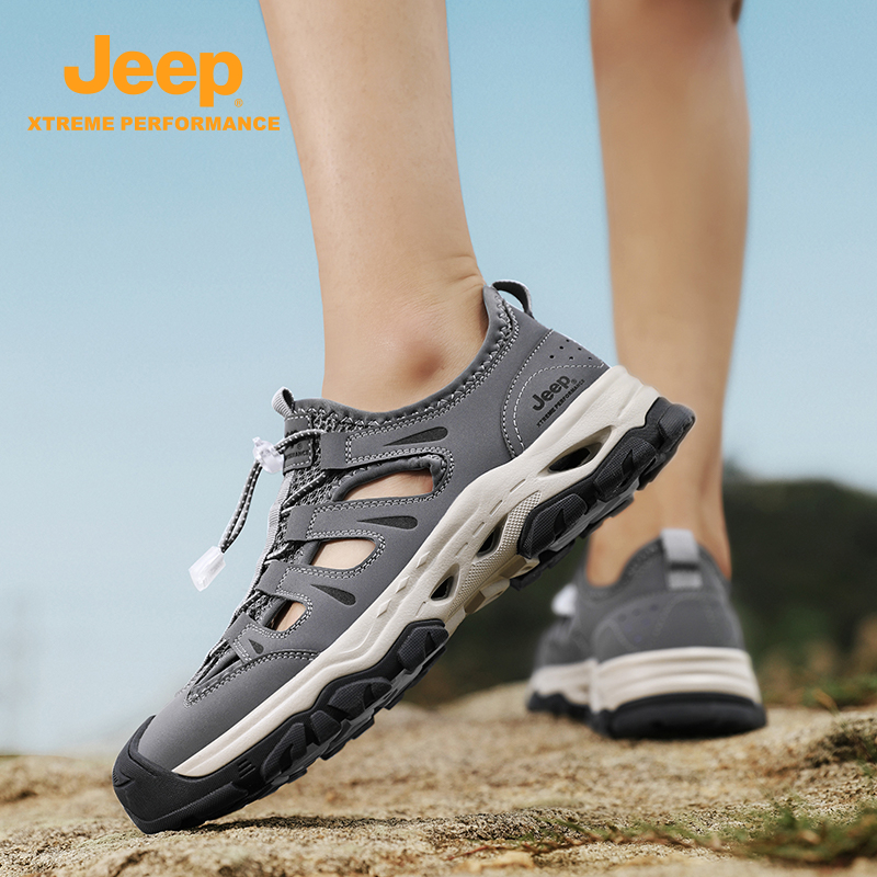 Jeep吉普运动凉皮鞋2025春夏新款户外游玩厚底防滑徒步涉水沙滩鞋
