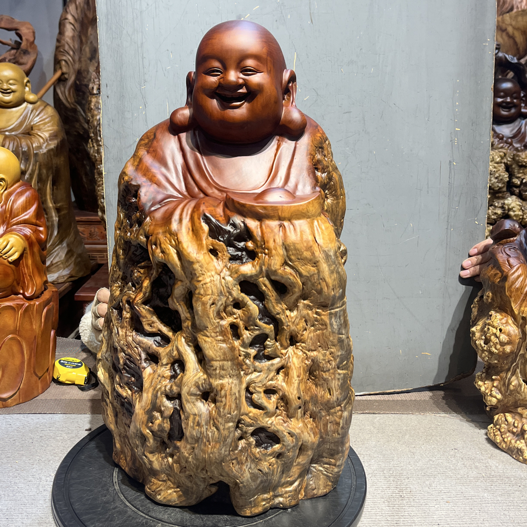 枣木弥勒佛随形根雕摆件