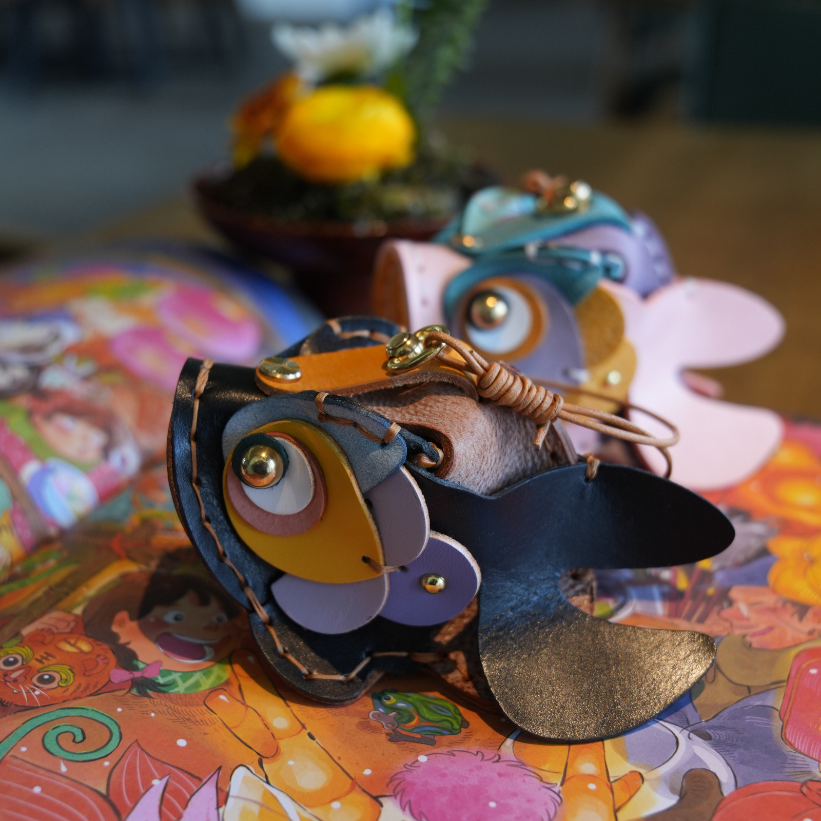 缦物锦鲤挂件原创设计头层牛皮国风包挂零钱包钥匙包