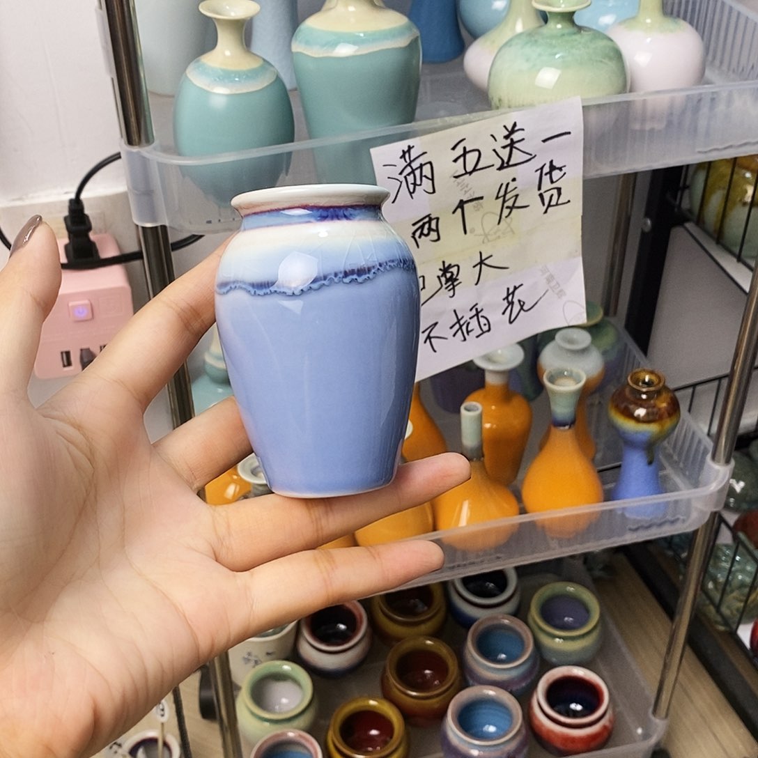 摆件景德镇高温陶瓷小花器