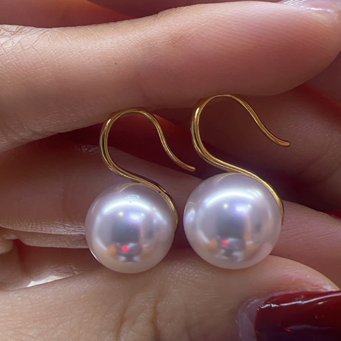 淡水珍珠耳饰18K金镶嵌