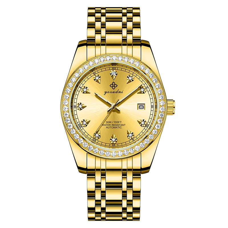 【官方正品】全金日志YA9020/真金/真钻男士高端机械腕表-scl