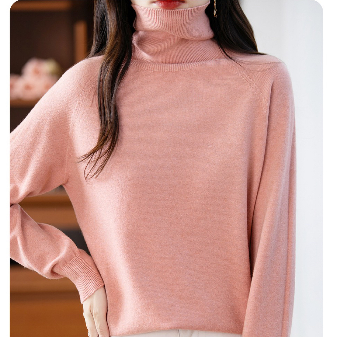 一线成衣安迪绒平面高翻领套头毛衣宽松针织打底羊毛衫