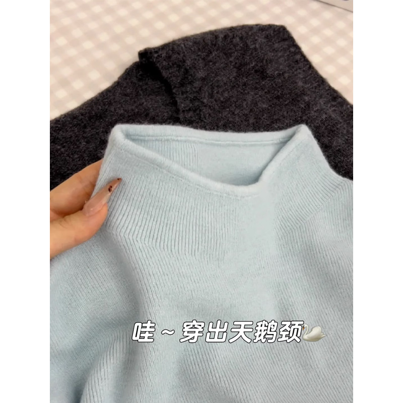 显瘦款春秋新款女半高领小香风内搭针织衫打底衫毛衫秋冬上衣