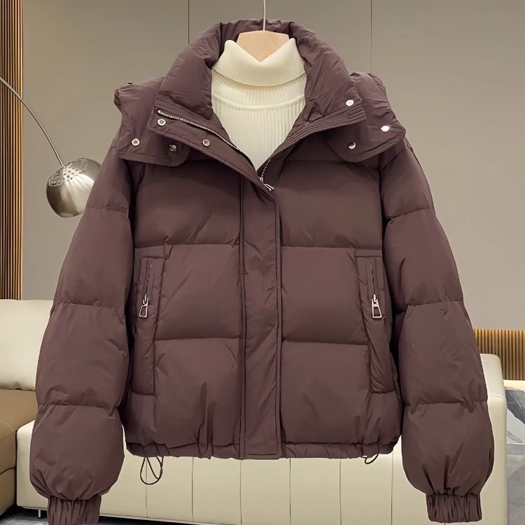 棉服女短款面包服新款宽松小个子棉衣时尚保暖连帽冬棉袄女外套
