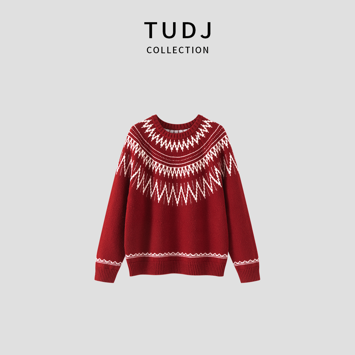 TUDJ【费尔岛圆领羊毛毛衣】秋冬女款长袖百搭复古宽松针织气质上衣