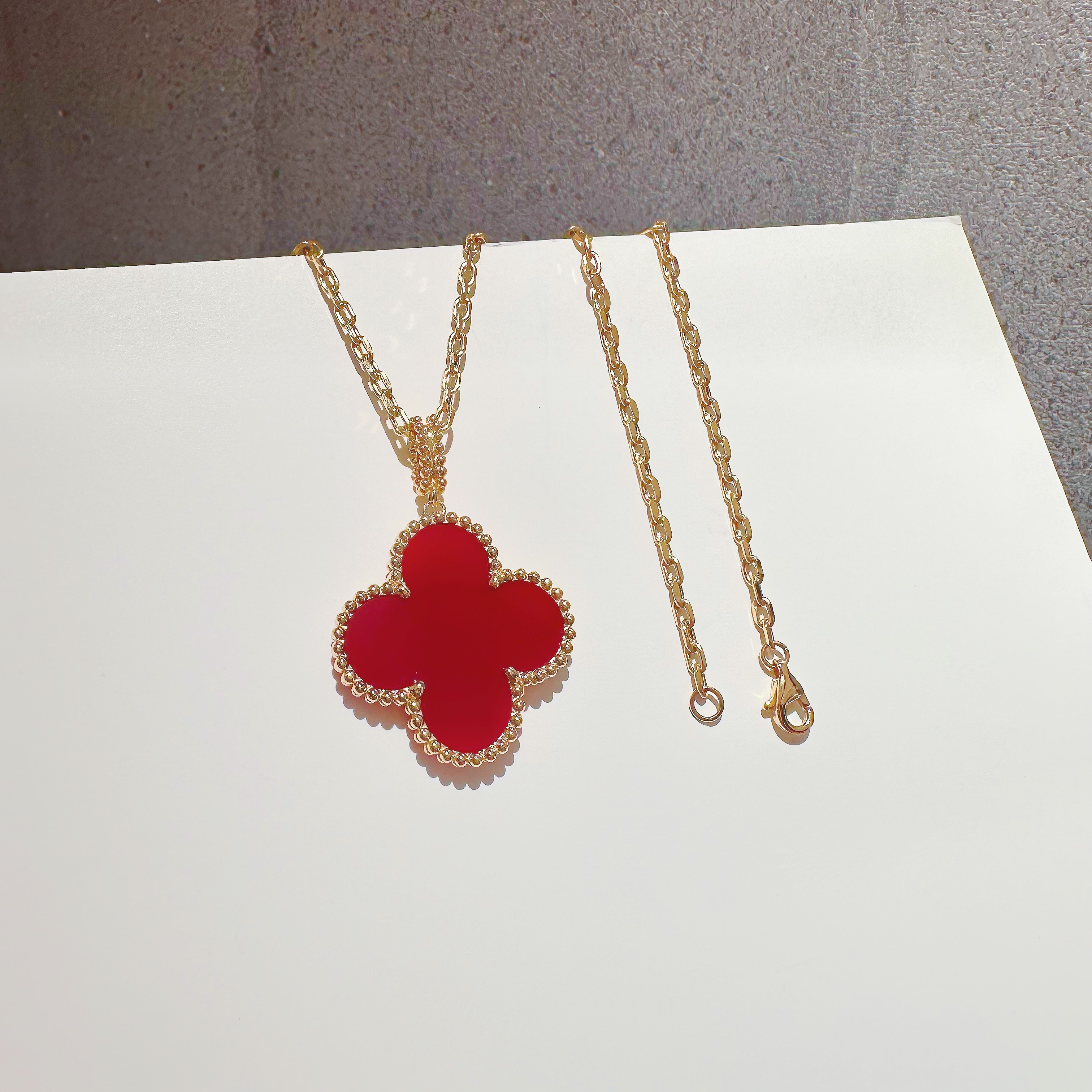 18k金 26mm红花项链 高级精致大气时尚毛衣链 多样性发其一