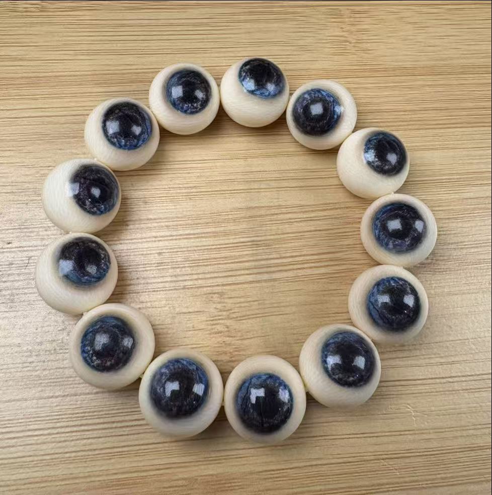 猛犸牙5A冰料蓝眼睛圆珠老型珠手串收藏级 直播间专拍改价链接