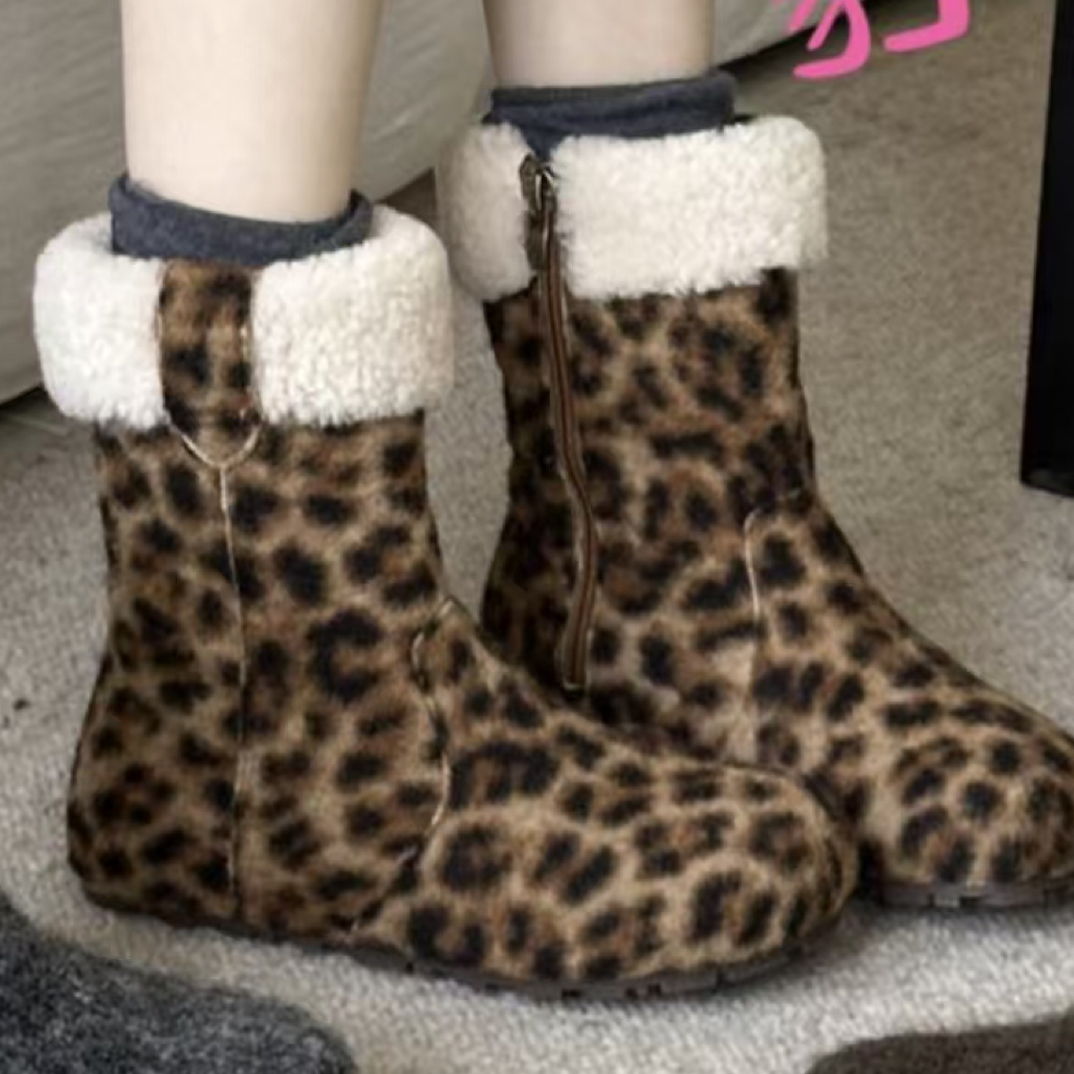 Chouduoduo毛茸茸冬季保暖加绒加厚雪地靴秋冬棉鞋靴子平底百搭