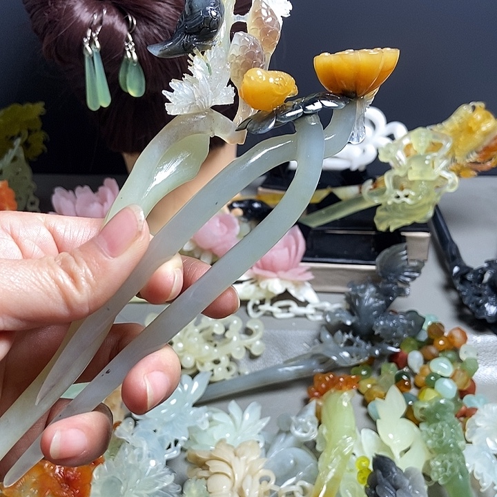 神***姐岫玉未镶嵌发簪发簪