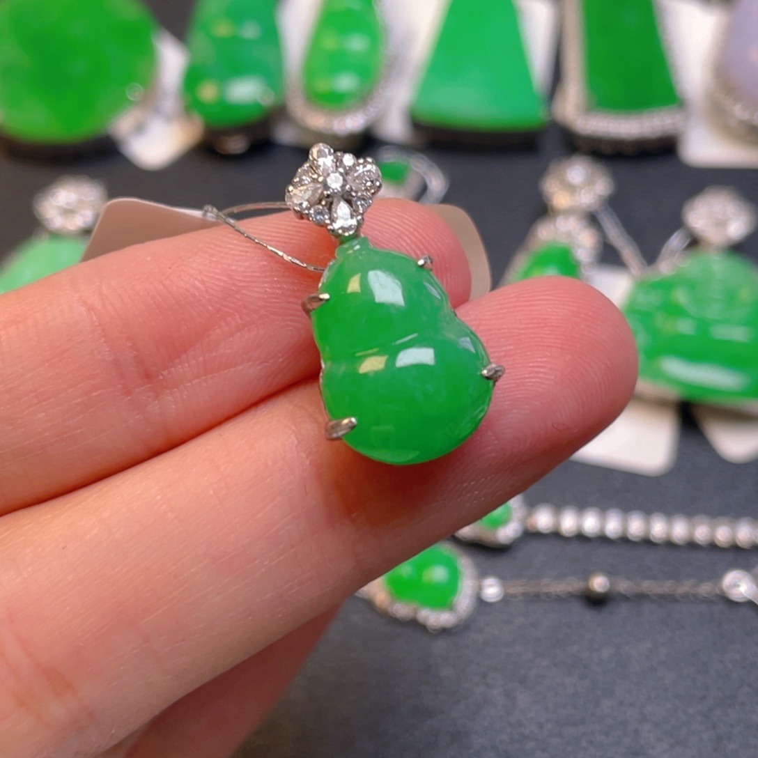 翡翠银S925镶嵌吊坠(不含链)