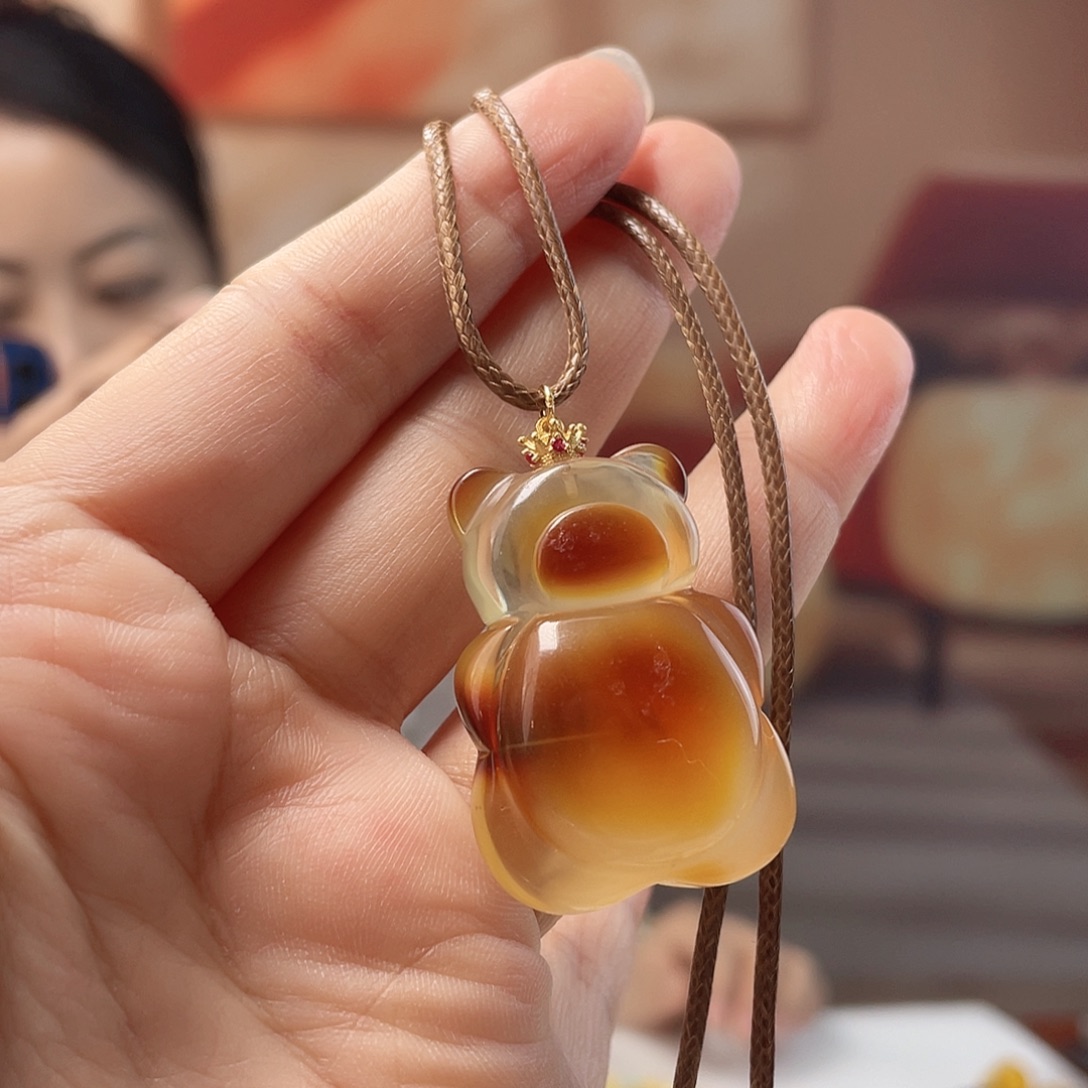 裸石琥珀银S925镀金镶嵌蜜蜡吊坠