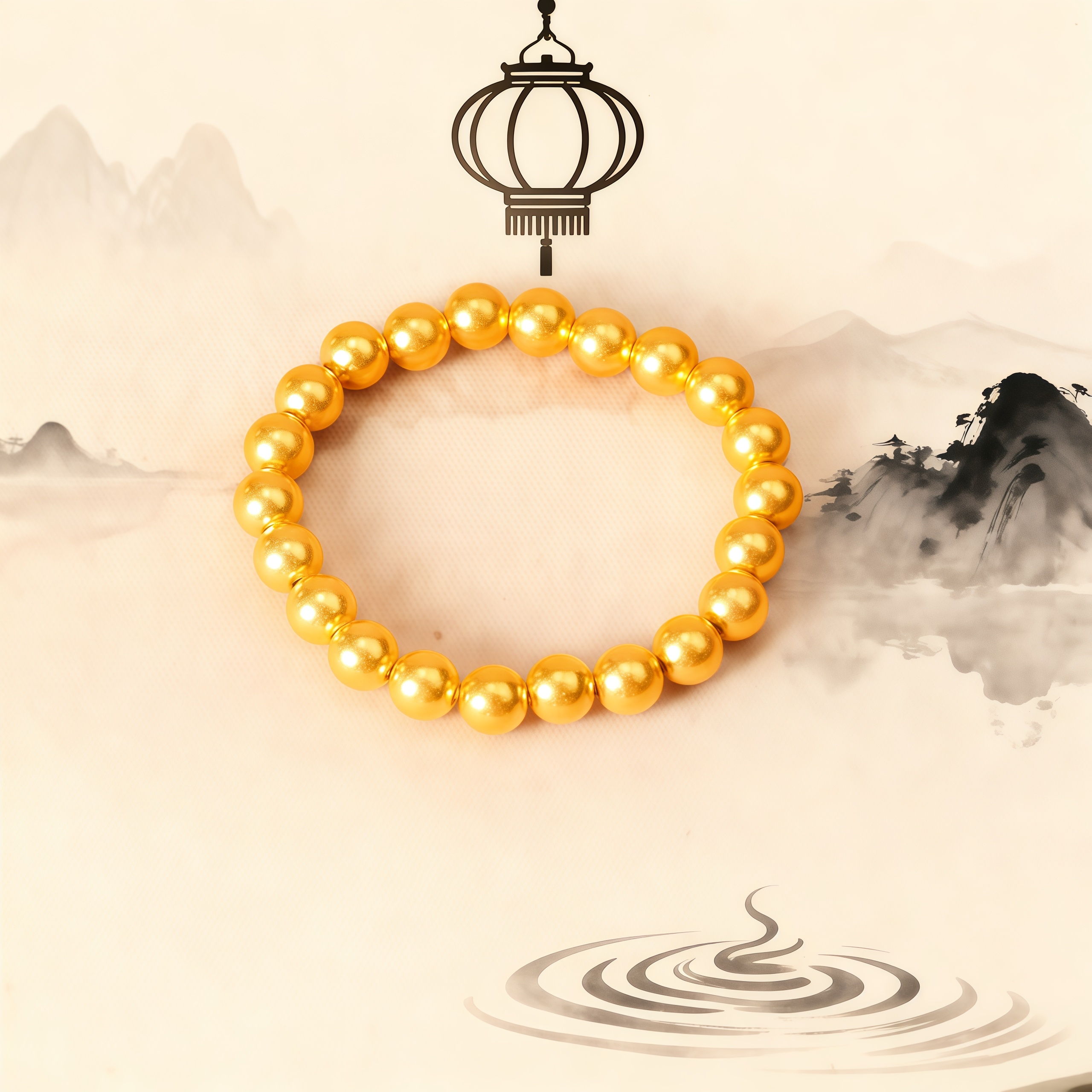12期免息【中国黄金】足金金珠手串古法光珠镭射时尚精美手链