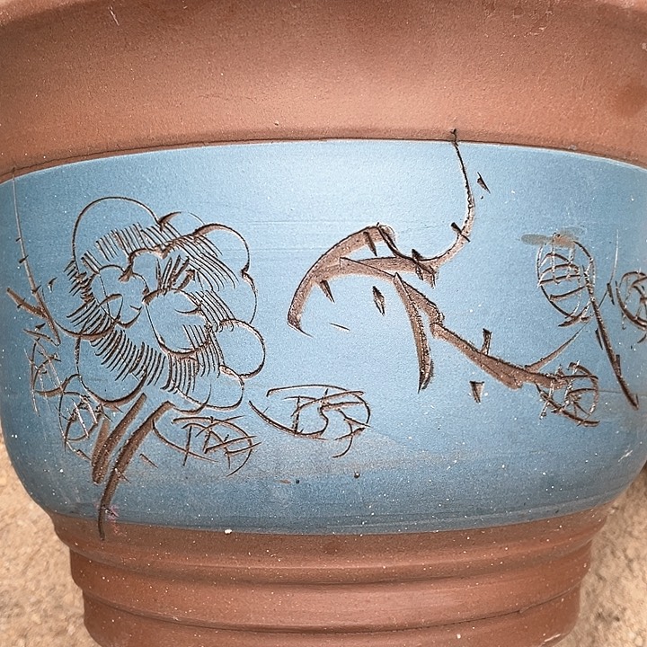 紫砂26蓝发财花盆要花盆华哦