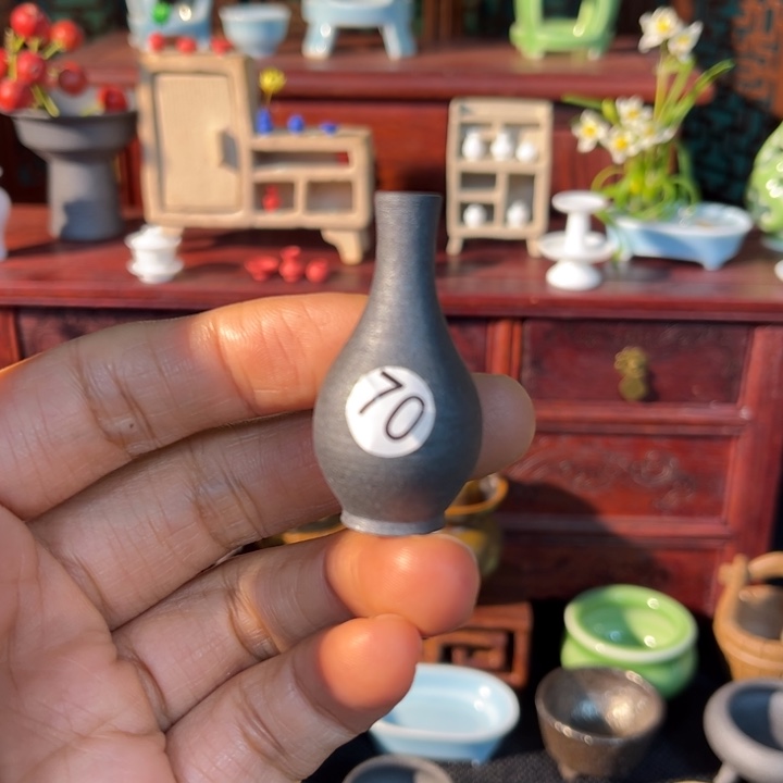摆件微陶老王迷你花瓶