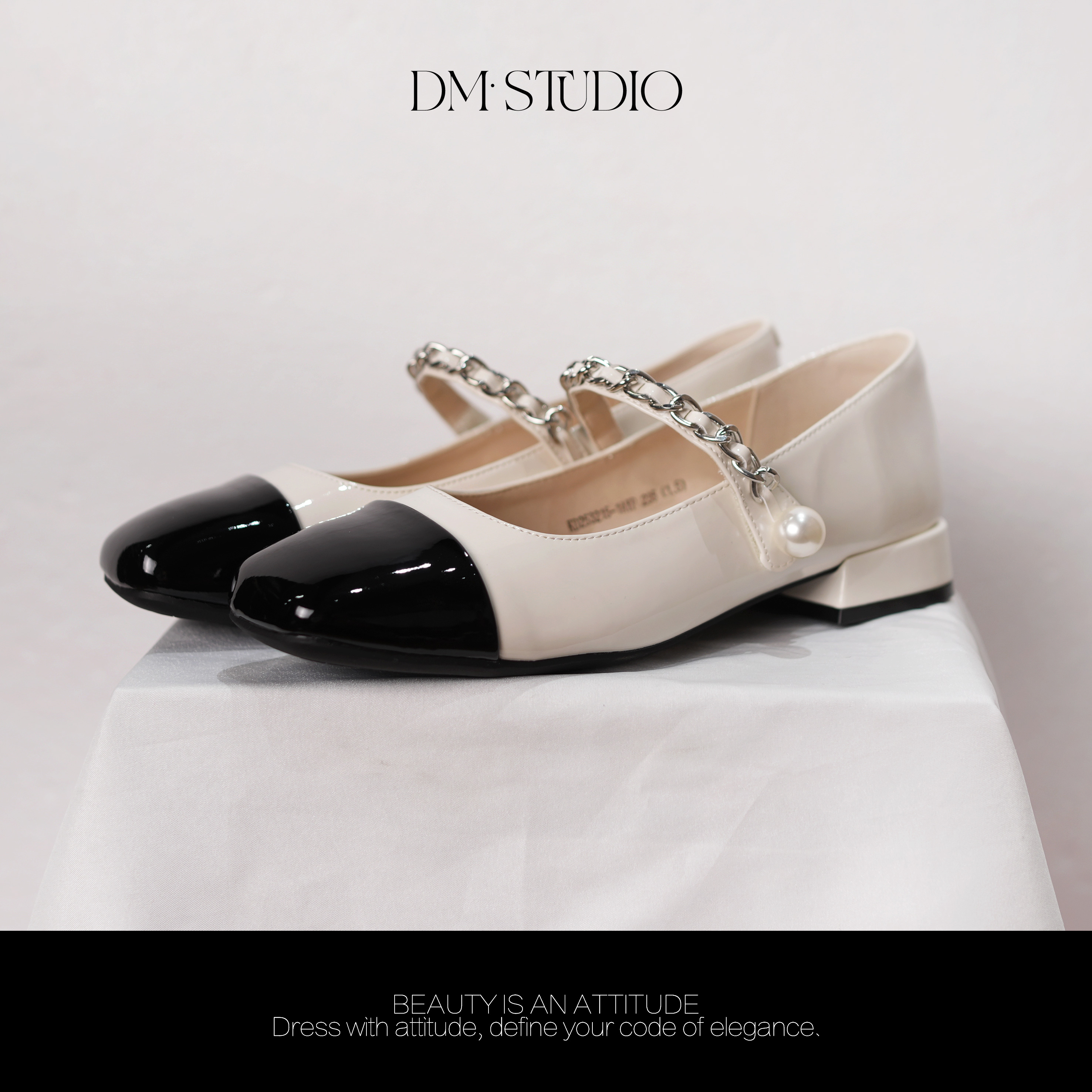 DEDM•STUDIO精致法式个性撞色复古小香风低跟玛丽珍单鞋253215-1