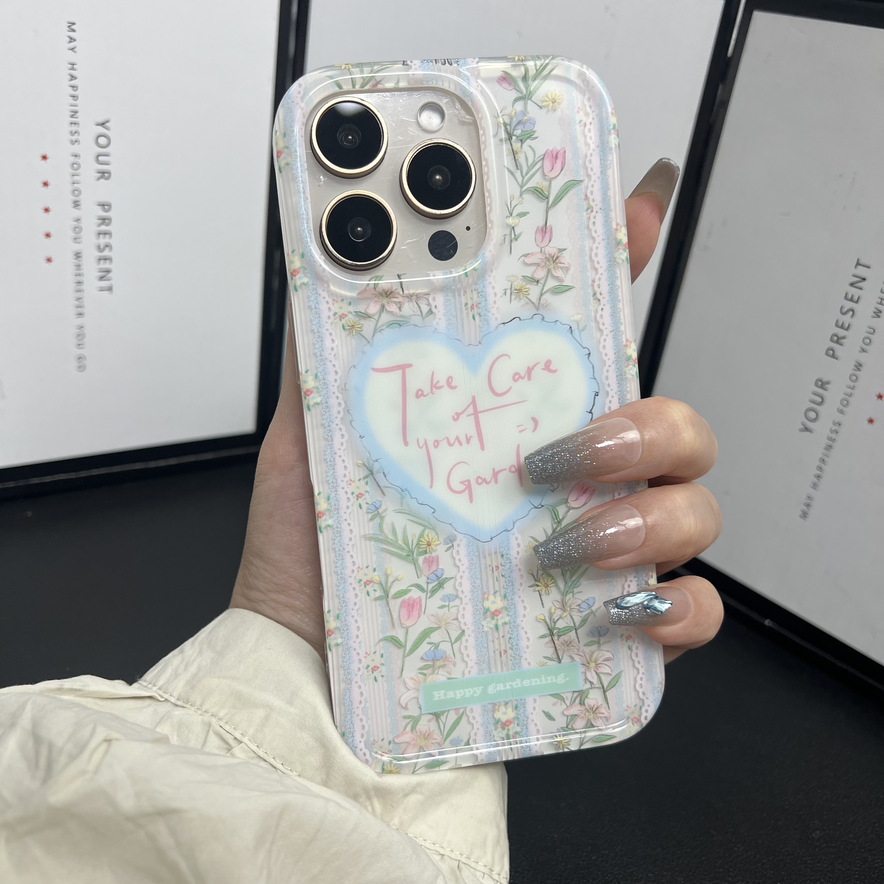 碎花爱心适用苹果16ProMax/15/14软胶全包简约iPhone13/12手机壳