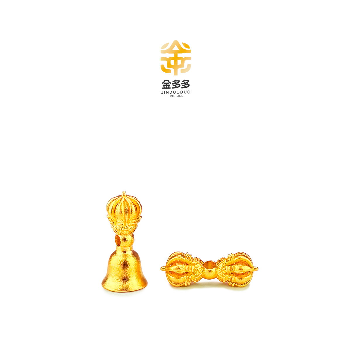金多多    999足金九股杵铃24K黄金纯金藏式文玩配饰