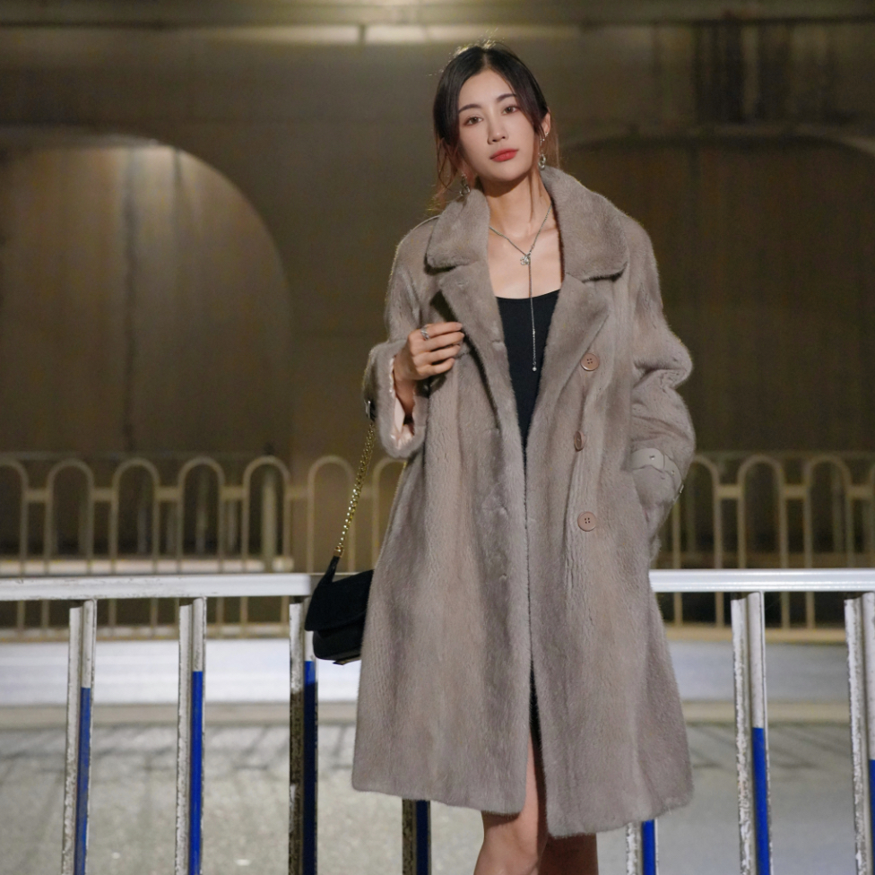 【shushu】WX9005立领港风90CM轻奢时尚短整貂天鹅绒气质百搭秋冬季