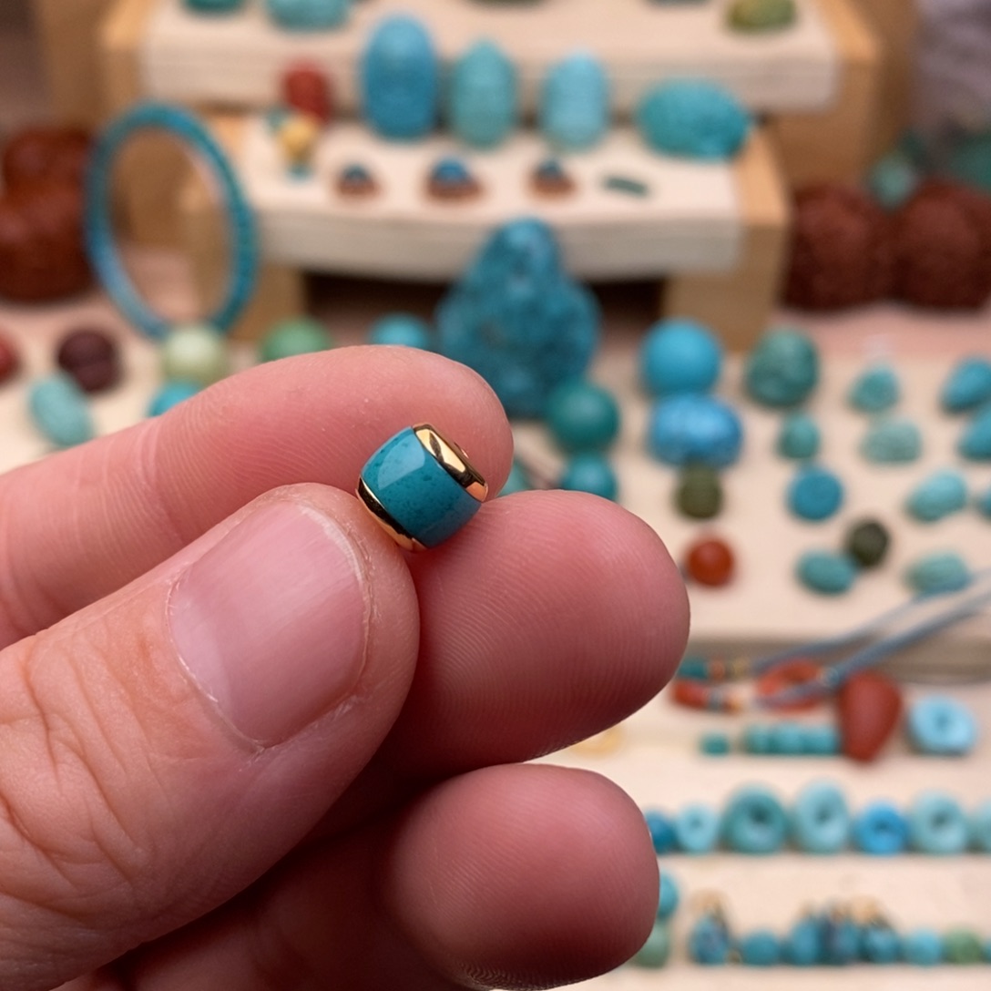 18K金镶嵌绿松石把件?*