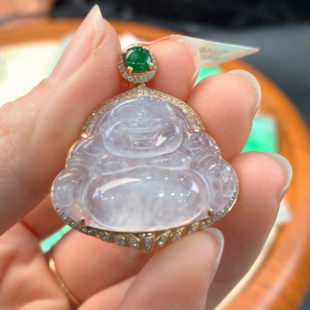 翡翠吊坠(不含链)18K金镶嵌