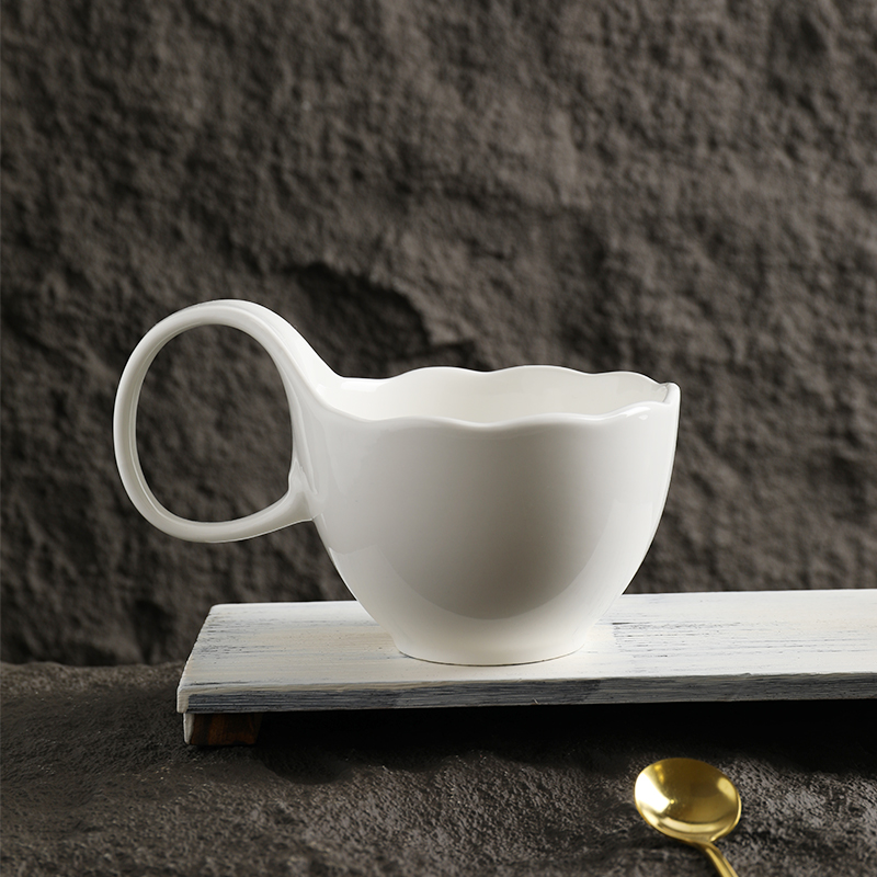 摩登百分百创意曲把杯500ml小众高颜值陶瓷杯马克杯带手柄水杯