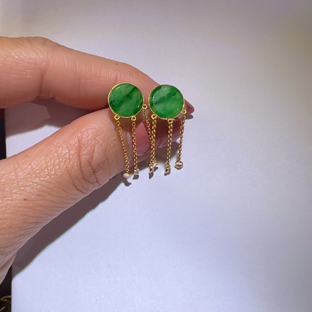 翡翠颈饰18K金镶嵌耳环