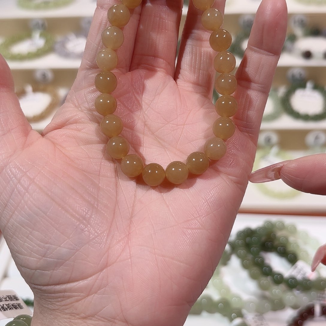 和田玉手链未镶嵌绿*V