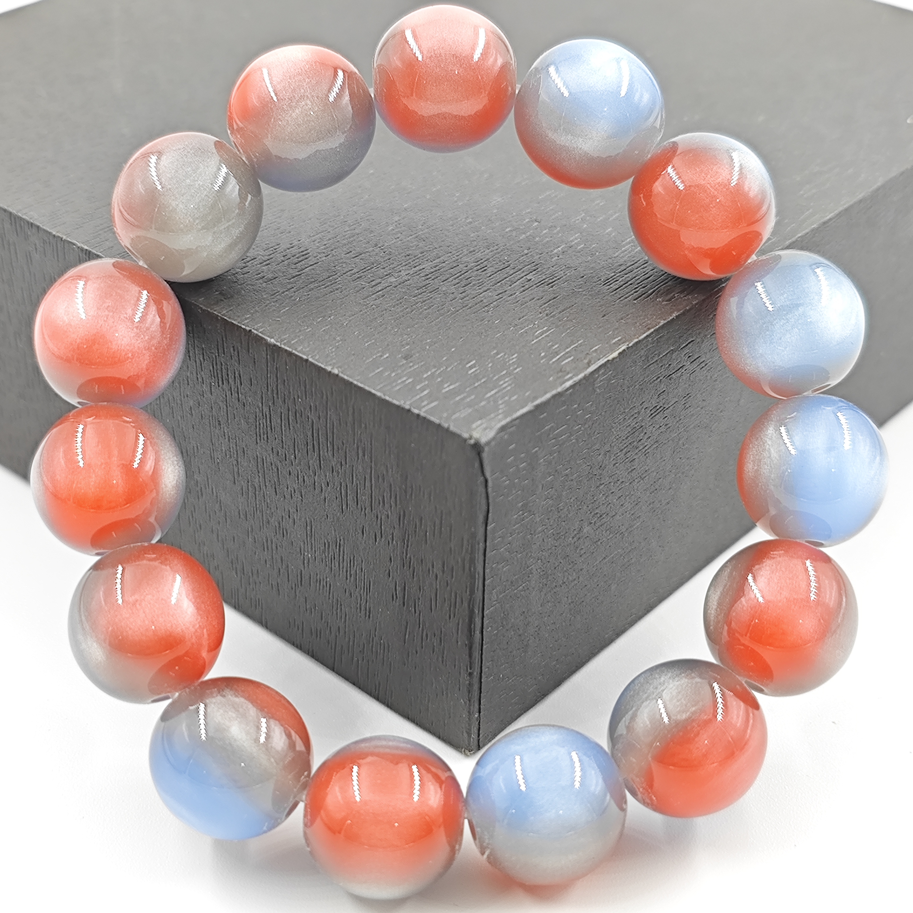 G055经典复古潮流百搭幻彩树脂手串手链