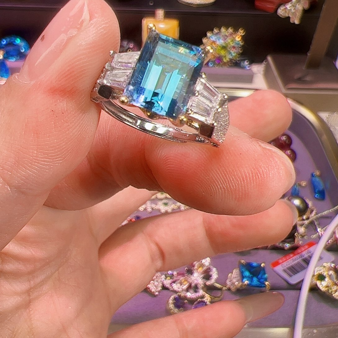 托帕石戒指银S925镶嵌