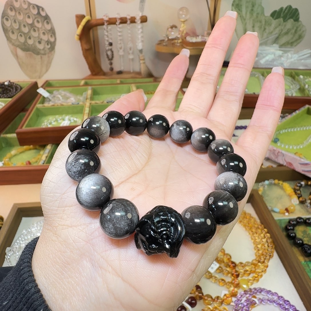 *****手串水晶未镶嵌银耀石单圈