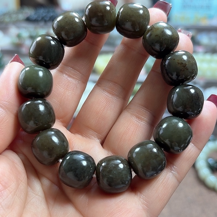 和田玉手链未镶嵌新疆且末糖老型卡16